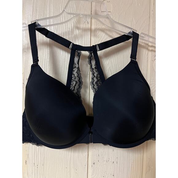 44D Torrid Bra Front Closure XO Push Up Plunge Back Smoothing Underwire Black - Picture 5 of 13